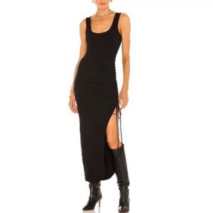 The Range Black Ribbed Knit Midi Tank Dress Small